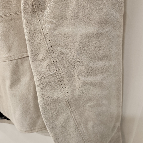 NWOT - Bradley Bayou Leather Metallic Cream Biker Jacket - Size 1X - Picture 8 of 11